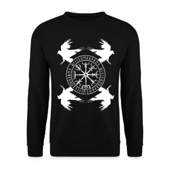 Vegvisir Raven Odhin Valhalla Vikings - Unisex Sweatshirt - black - Front - Alina (178cm) & Michal (187cm)