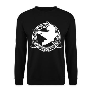 Raven and axes Odhin Valhalla Vikings - Unisex Sweatshirt - black - Front - Alina (178cm) & Michal (187cm)