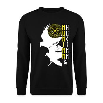 Rabe Vegvisir Wikinger Raben - Unisex Pullover - Schwarz - Vorne - Alina (178cm) & Michal (187cm)