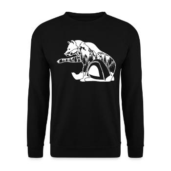 Wandern Zelten Outdoor Bär Trekking - Unisex Pullover - Schwarz - Vorne - Alina (178cm) & Michal (187cm)