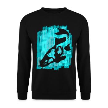 Koi Carpe Poisson Koi - Sweat-shirt Unisexe - noir - Devant - Alina (178cm) & Michal (187cm)