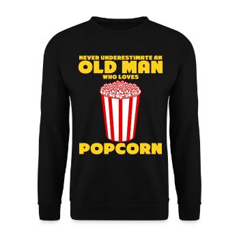 Old Man with Popcorn - Unisex Sweatshirt - black - Front - Alina (178cm) & Michal (187cm)