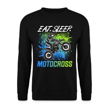 Moto Motocycliste Eat Sleep Motocross - Sweat-shirt Unisexe - noir - Devant - Alina (178cm) & Michal (187cm)