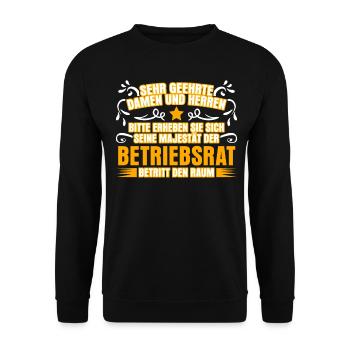 Betriebsrat Witz Betriebsrätin - Unisex Pullover - Schwarz - Vorne - Alina (178cm) & Michal (187cm)