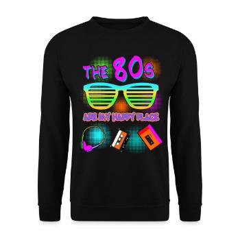 80s 1980 Disco Party 80s - Unisex Sweatshirt - black - Front - Alina (178cm) & Michal (187cm)