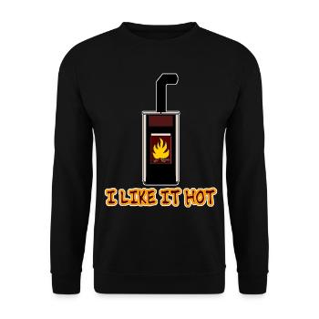 Fireplace Firewood Stove Fire Woodburning stove - Unisex Sweatshirt - black - Front - Alina (178cm) & Michal (187cm)
