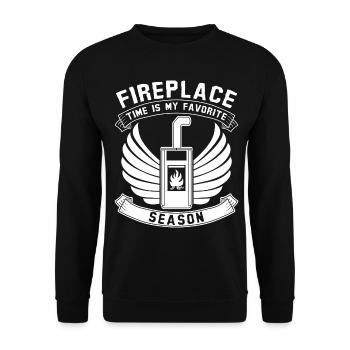 Stove Woodburning stove Firewood Fireplace - Unisex Sweatshirt - black - Front - Alina (178cm) & Michal (187cm)