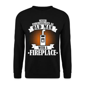 Fireplace Stove Woodburning stove Firewood - Unisex Sweatshirt - black - Front - Alina (178cm) & Michal (187cm)