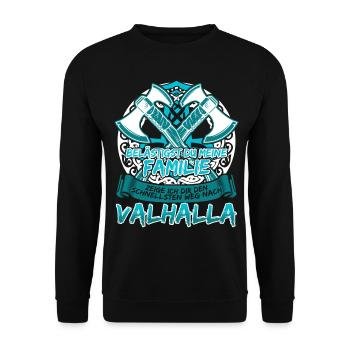 Schildmaid Wikinger Frau Berserker - Unisex Pullover - Schwarz - Vorne - Alina (178cm) & Michal (187cm)