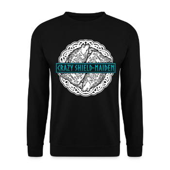 Schildmaid Nordische Mythologie Wikinger - Unisex Pullover - Schwarz - Vorne - Alina (178cm) & Michal (187cm)