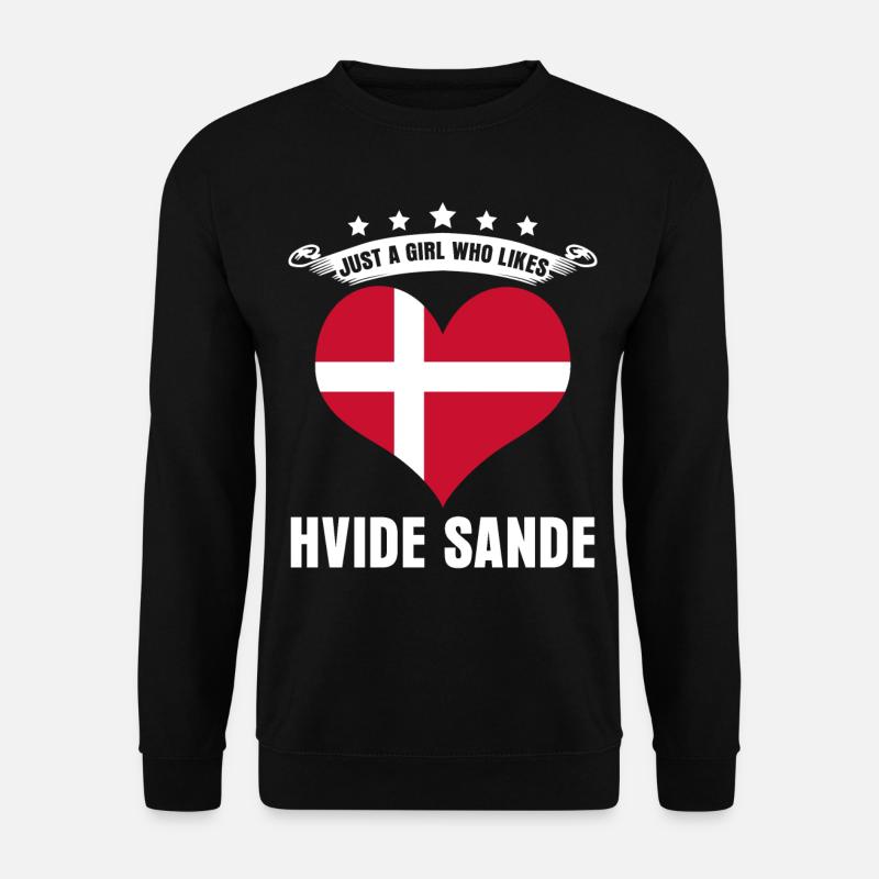 Hvide Sande Urlaub Flagge Herz Dänemark - Unisex Pullover - Schwarz