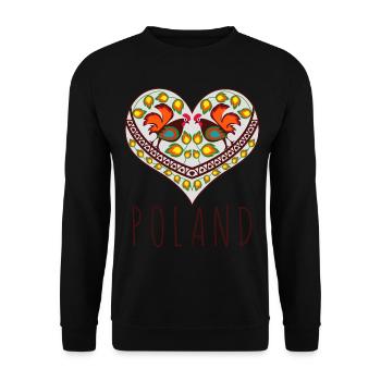 Pologne cœur polonais traditionnel - Sweat-shirt Unisexe - noir - Devant - Alina (178cm) & Michal (187cm)