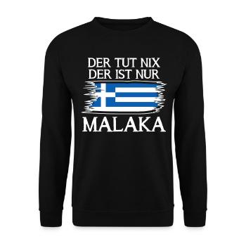 Griechenland Flagge Malaka Grieche - Unisex Pullover - Schwarz - Vorne - Alina (178cm) & Michal (187cm)