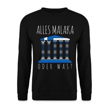 Malaka Grieche griechisch Griechenland - Unisex Pullover - Schwarz - Vorne - Alina (178cm) & Michal (187cm)