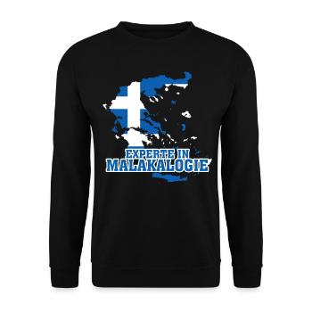 Malaka Grieche lustig Griechenland - Unisex Pullover - Schwarz - Vorne - Alina (178cm) & Michal (187cm)