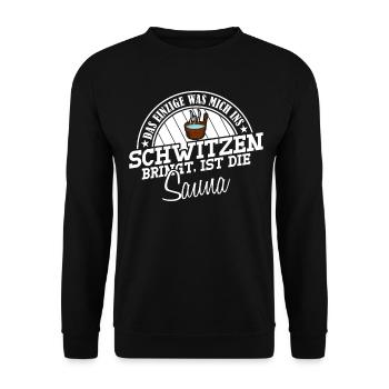Sauna Witz Saunist Saunisten Saunieren - Unisex Pullover - Schwarz - Vorne - Alina (178cm) & Michal (187cm)