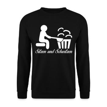 Sauna Schwitzen Saunisten Saunieren - Unisex Pullover - Schwarz - Vorne - Alina (178cm) & Michal (187cm)