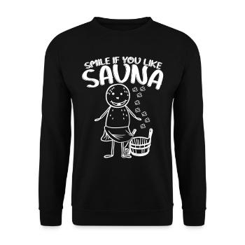 Sauna Saunisten Saunieren - Unisex Pullover - Schwarz - Vorne - Alina (178cm) & Michal (187cm)