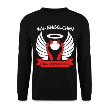 Engel Bengelchen Bengel Heiligenschein - Unisex Pullover - Schwarz - Vorne - Alina (178cm) & Michal (187cm)