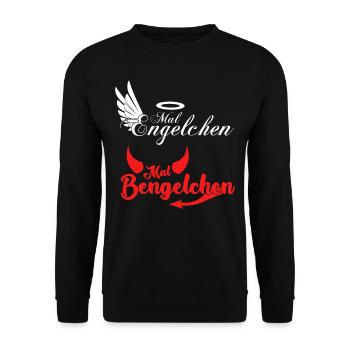 Engel Bengelchen Heiligenschein Bengel - Unisex Pullover - Schwarz - Vorne - Alina (178cm) & Michal (187cm)