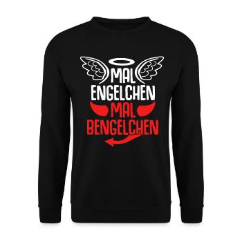 Engel Heiligenschein Bengelchen Bengel - Unisex Pullover - Schwarz - Vorne - Alina (178cm) & Michal (187cm)