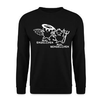 Engelchen Teufelchen Bengelchen Bengel - Unisex Pullover - Schwarz - Vorne - Alina (178cm) & Michal (187cm)