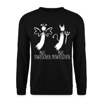 Engelchen Kostüm Bengelchen Bengel Engel - Unisex Pullover - Schwarz - Vorne - Alina (178cm) & Michal (187cm)