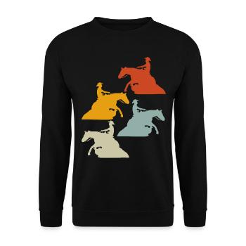Reining Riding Retro Western Riding - Unisex Sweatshirt - black - Front - Alina (178cm) & Michal (187cm)