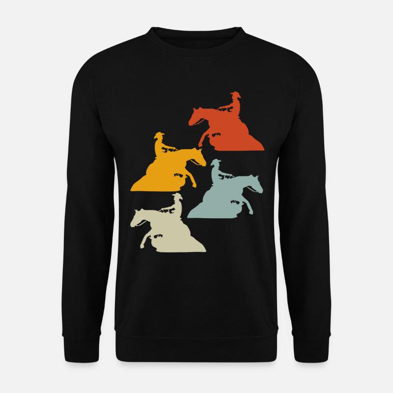 Reining Reiten Retro Westernreiten - Unisex Pullover - Schwarz