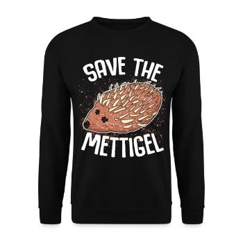 Mettigel Mettbrötchen Hackfleisch Mett - Unisex Pullover - Schwarz - Vorne - Alina (178cm) & Michal (187cm)
