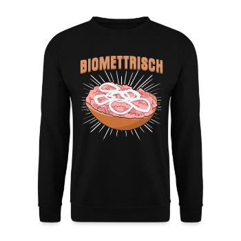 Mettbrötchen Biomettrisch Mettigel Mett - Unisex Pullover - Schwarz - Vorne - Alina (178cm) & Michal (187cm)