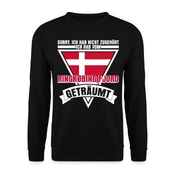 Ringkøbing Fjord Witz Flagge Dänemark - Unisex Pullover - Schwarz - Vorne - Alina (178cm) & Michal (187cm)