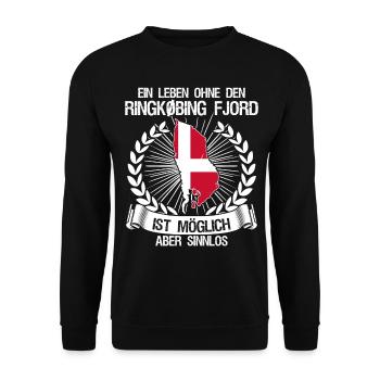 Urlaub in Dänemark am Ringkøbing - Unisex Pullover - Schwarz - Vorne - Alina (178cm) & Michal (187cm)