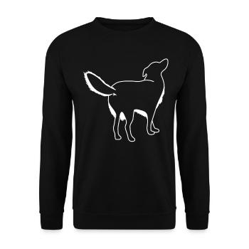 Hund von hinten Hunde - Unisex Pullover - Schwarz - Vorne - Alina (178cm) & Michal (187cm)