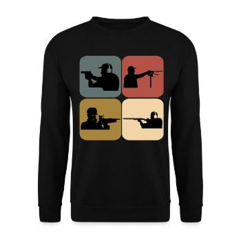Sport shooter retro shooting club - Unisex Sweatshirt - black - Front - Alina (178cm) & Michal (187cm)