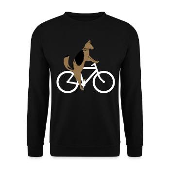 German Shepherd on bike - Unisex Sweatshirt - black - Front - Alina (178cm) & Michal (187cm)