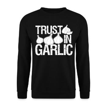 Trust in Garlic Garlic Clove - Unisex Sweatshirt - black - Front - Alina (178cm) & Michal (187cm)