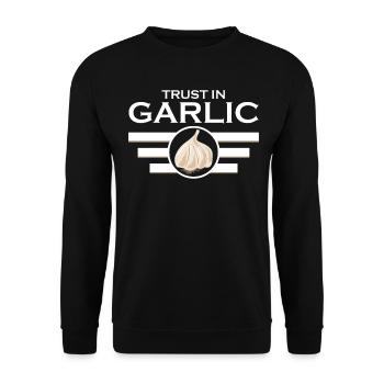 Trust in Garlic - Unisex Pullover - Schwarz - Vorne - Alina (178cm) & Michal (187cm)