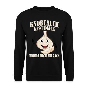 Knoblauch Knoblauchzehe - Unisex Pullover - Schwarz - Vorne - Alina (178cm) & Michal (187cm)