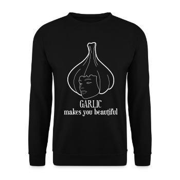 Garlic Knobi Garlic Clove - Unisex Sweatshirt - black - Front - Alina (178cm) & Michal (187cm)