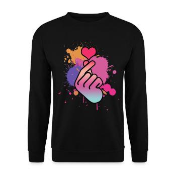 Kpop Finger Korean Popmusik Retro K-Pop - Unisex Pullover - Schwarz - Vorne - Alina (178cm) & Michal (187cm)