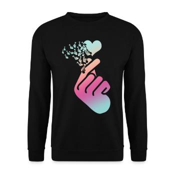 Kpop Heart Korean Popmusic K-Pop - Unisex Pullover - Schwarz - Vorne - Alina (178cm) & Michal (187cm)