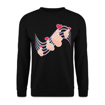 Kpop Heart K-Pop Korean Popmusic - Unisex Pullover - Schwarz - Vorne - Alina (178cm) & Michal (187cm)