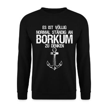 Borkum Urlaub Anker - Unisex Pullover - Schwarz - Vorne - Alina (178cm) & Michal (187cm)
