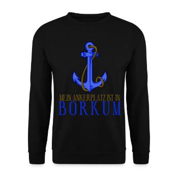 Borkum Anker Nordsee Urlaub - Unisex Pullover - Schwarz - Vorne - Alina (178cm) & Michal (187cm)
