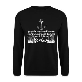 Borkum Urlaub Witz - Unisex Pullover - Schwarz - Vorne - Alina (178cm) & Michal (187cm)