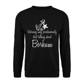 Borkum mit Anker und Seestern - Unisex Pullover - Schwarz - Vorne - Alina (178cm) & Michal (187cm)