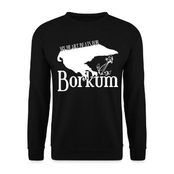 Borkum Karte - Unisex Pullover - Schwarz - Vorne - Alina (178cm) & Michal (187cm)