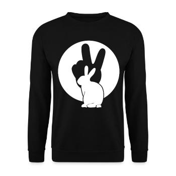 Bunnies Peace Rabbit Bunny - Unisex Sweatshirt - black - Front - Alina (178cm) & Michal (187cm)