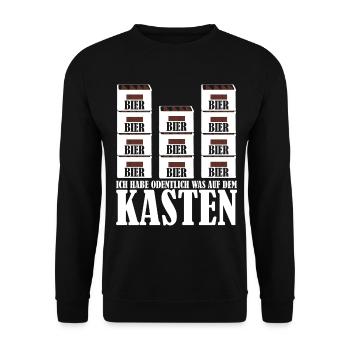 Bier trinken Bierkiste Vatertag - Unisex Pullover - Schwarz - Vorne - Alina (178cm) & Michal (187cm)